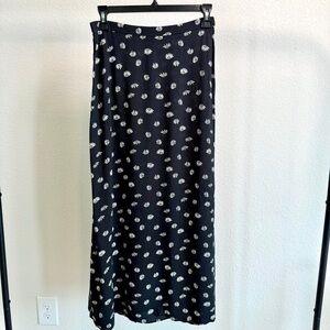 Wilfred Black Maxi Skirt with White Floral Design